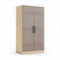 houten kast met twee deuren en moderne grijze fronten 180 x 90 x 45cm