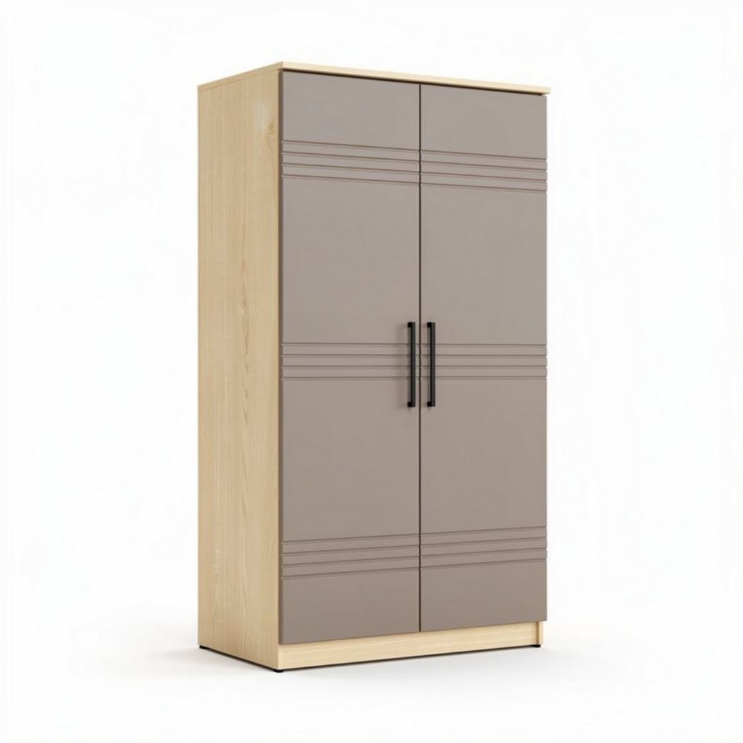 houten kast met twee deuren en moderne grijze fronten 180 x 90 x 45cm