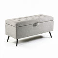 Opbergbank grijs stoffen met knopen en opbergruimte 100 x 40 x 45cm