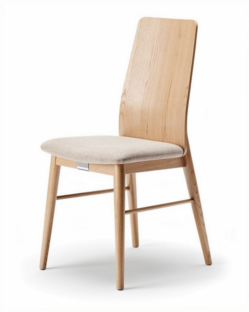 Eikenhouten stoel met gestoffeerde zitting en rugleuning 40 x 40 x 90cm