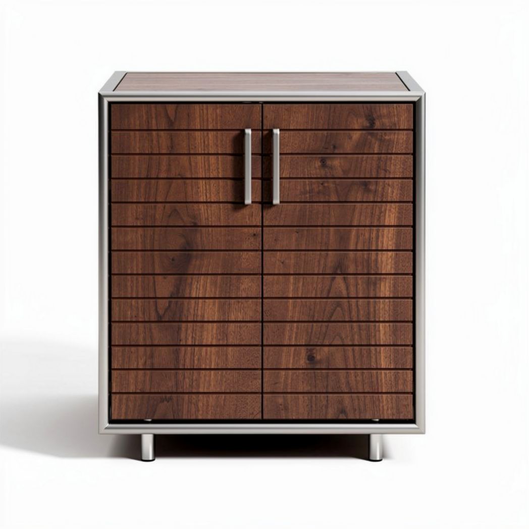 Houten nachtkast met metalen frame afmetingen 40 x 40 x 60 cm
