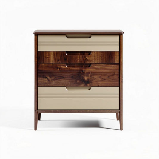 Houten ladekast met vier lades in bruin en beige 60 x 40 x 80cm