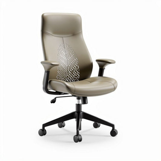 Ergonomische bureaustoel in bruin kunstleer met verstelbare armleuningen 45 x 60 x 100cm