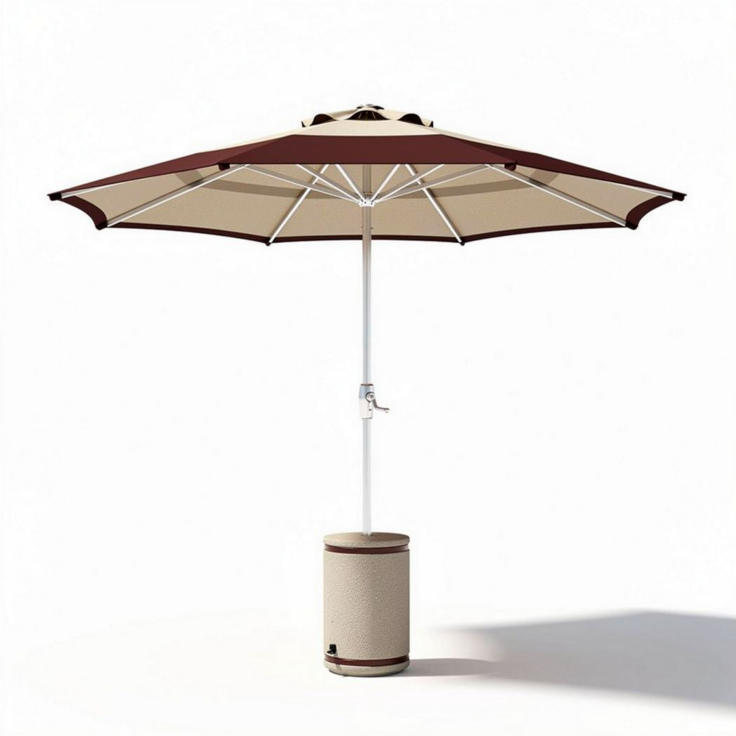Parasoll met een beige en bruine kleur 250 x 250 x 250cm met stevige basis
