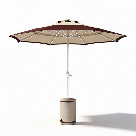 Parasoll met een beige en bruine kleur 250 x 250 x 250cm met stevige basis
