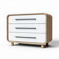 Ladeblok van bamboe en wit MDF met drie lades 80 x 40 x 70cm