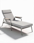 Ligstoel met verstelbare rugleuning van aluminium en stoffen bekleding 184 x 73 x 92cm