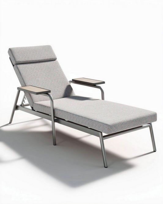 Ligstoel met verstelbare rugleuning van aluminium en stoffen bekleding 184 x 73 x 92cm