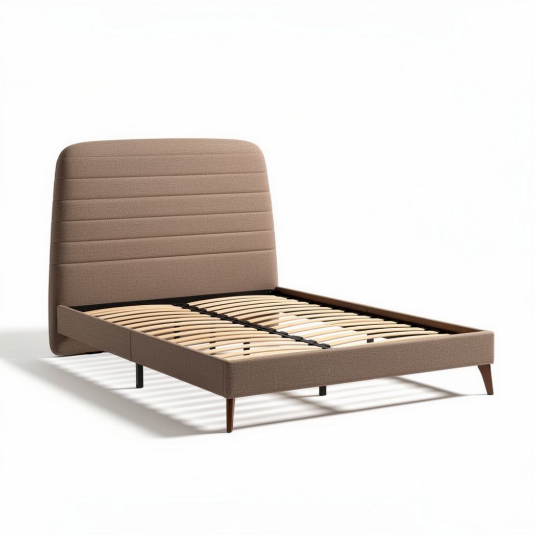 Grijs stoffen bedframe met hoogte 200 x 160 x 100 cm voor slaapkamer